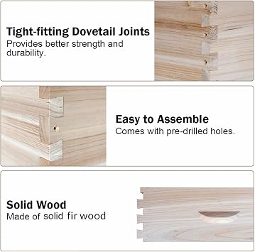 BeeCastle 10 Frames Langstroth Beehive Beehive Starter Kit for Beginners with Beehive Frame and Waxed Foundation (1 Deep Box & 1 Medium Box)