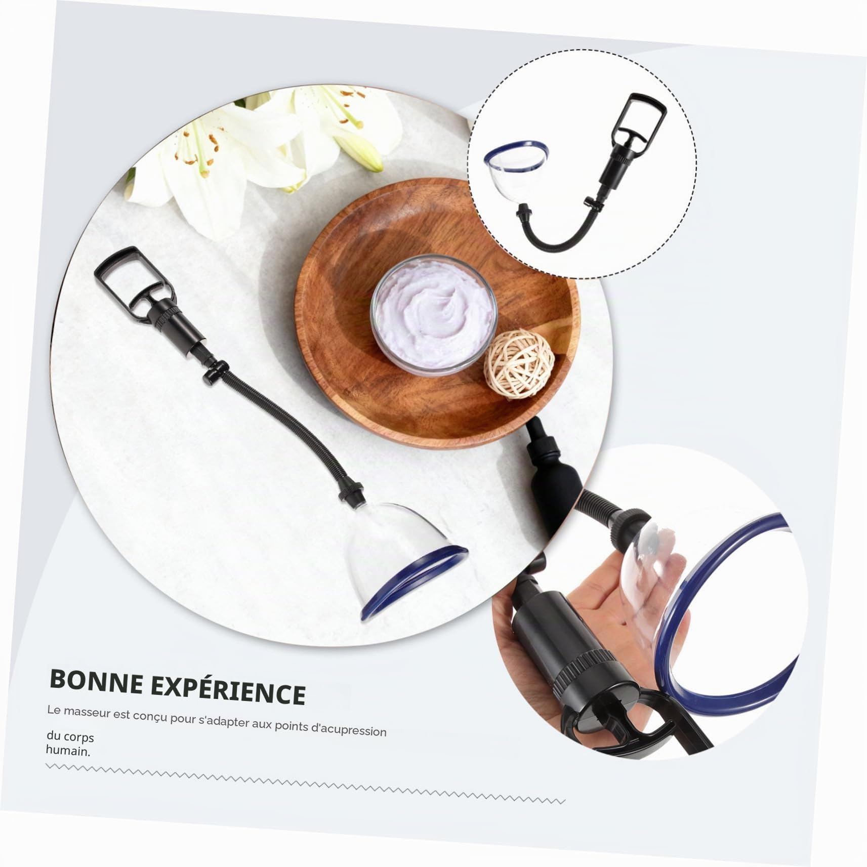 Tube et Caoutchouc Salon Plastique Poignée pour Manuels Appareil Massage Poitrine Home Spa