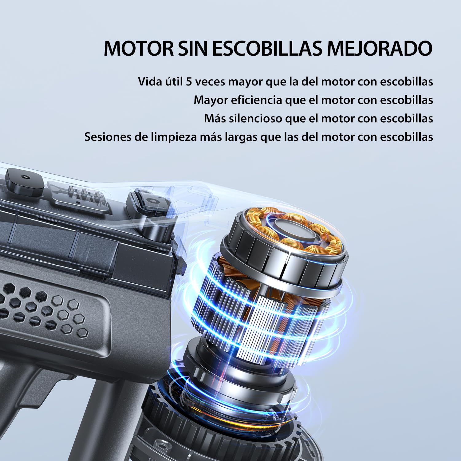 Greenote Aspiradora sin Cable,23000pa Ligero Aspiradora Inalámbrica,Aspirador Vertical con Luces LED,Multifuncional 6 en 1,Funciona 35 Mins,Peso 1,5 kg,para Suelos Duros y Alfombra de Pelo Corto