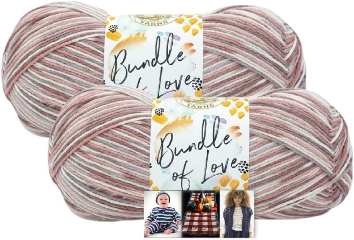 Lion Brand Yarn Bundle of Love 2 Pack with Pattern Cards (Potpourri)