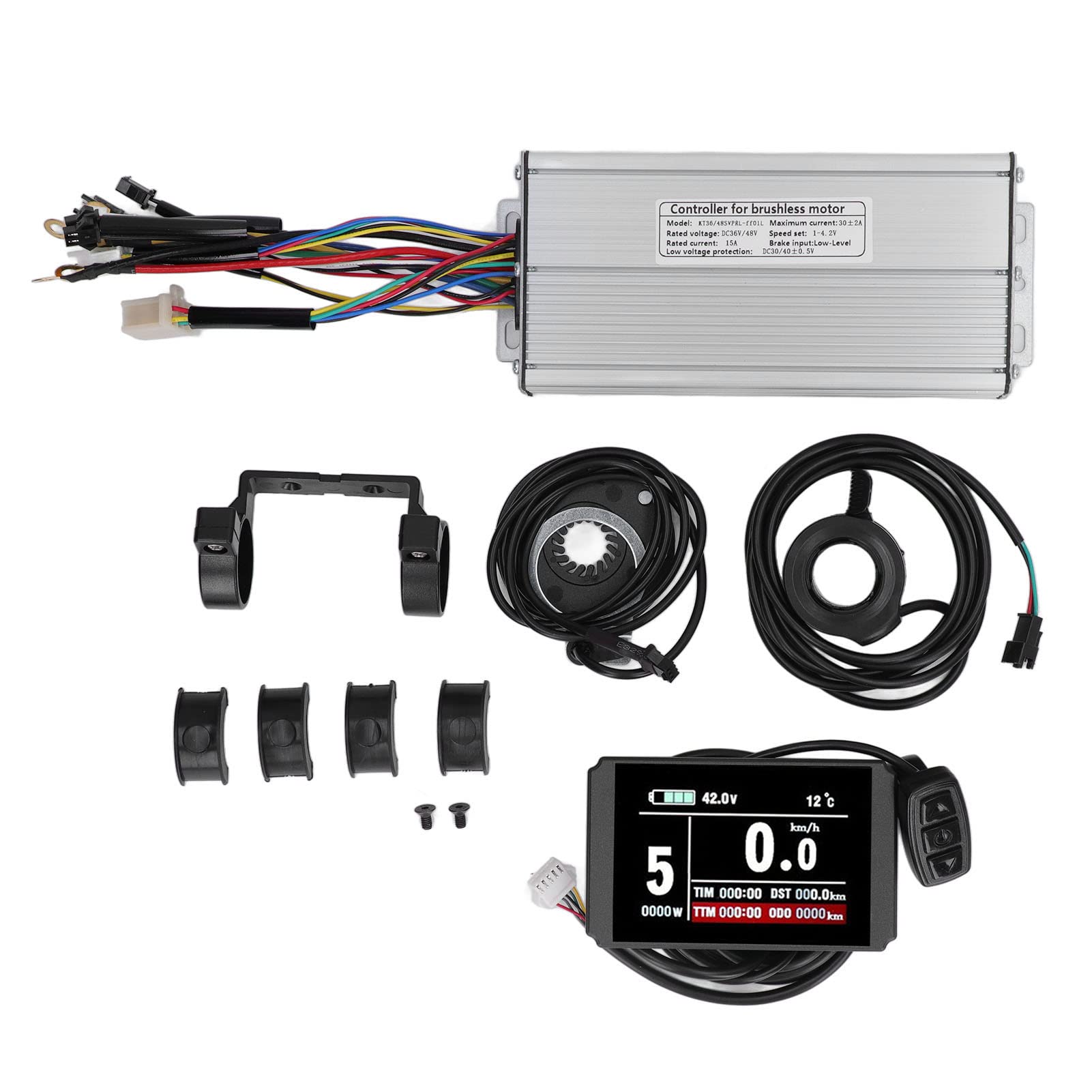 Zestaw do konwersji roweru elektrycznego MAPHRWZ, do samodzielnego roweru elektrycznego z miernikiem LCD8H, przepustnicą kciukową, kontrolerem, okablowaniem czujnika, zasilaczem,
