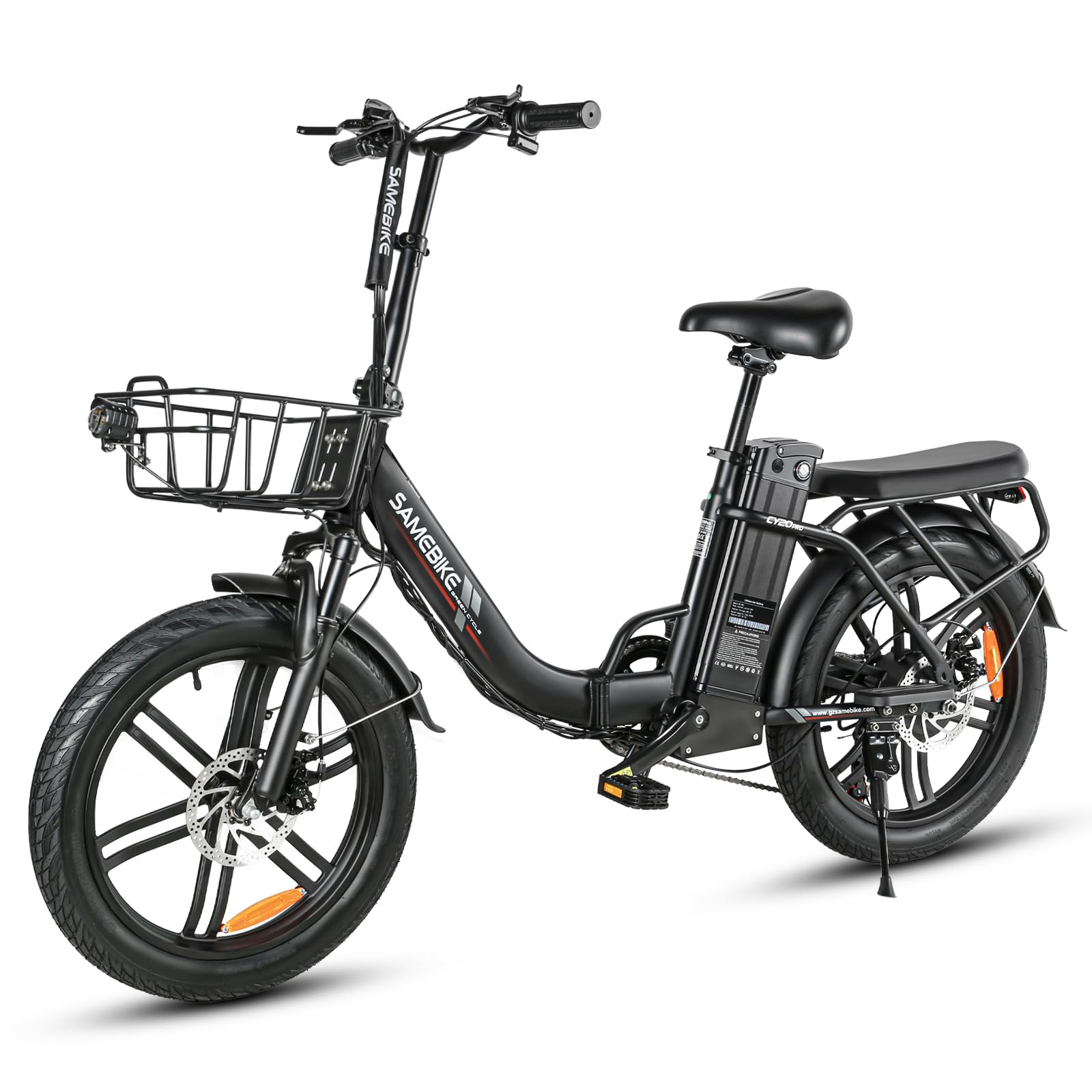 SAMEBIKE Bicicleta eléctrica Plegable 20" 250W Motor batería extraíble eBike para Commuting Caja de Cambios de 7 velocidades Bicicleta eléctrica Adulto Suspensión Delantera y Doble Disco Frenos