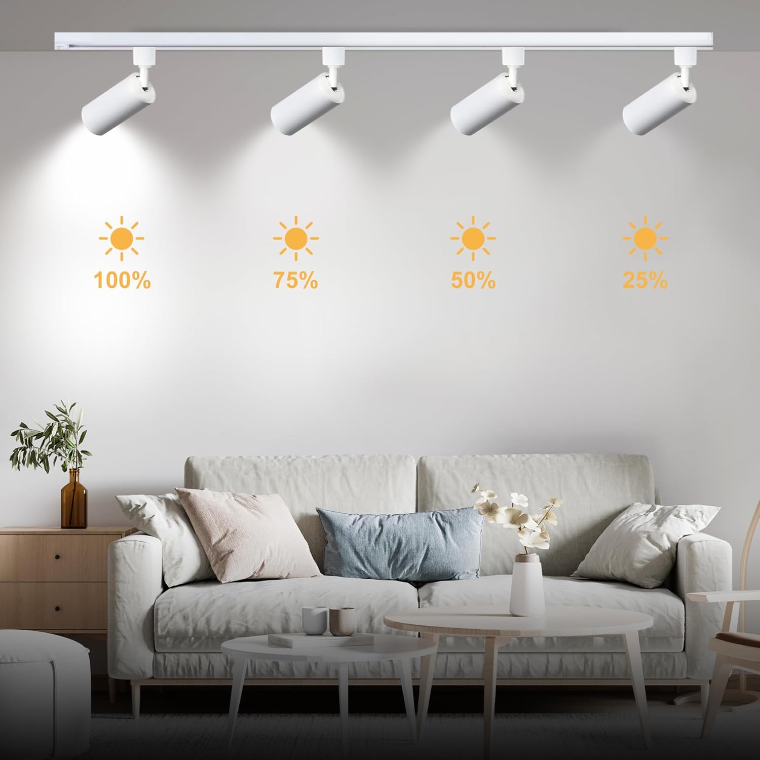 Plug in 3CCT White Track Lighting Complete Kit with 2*3.28FT H Track Light Rails and 120V 6x10W GU10Track Lighting Heads Brightness Dimmable Ceiling Spotlight Fixture for Accent Illumination