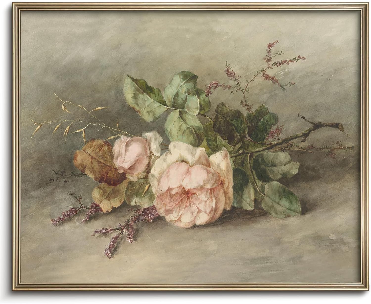 Vodefoad Vintage Antique Floral Farmhouse Wall Art Print - Country Flower Oil Painting 8x10in Unframed Retro Decor for Kitchen Bedroom Living Room