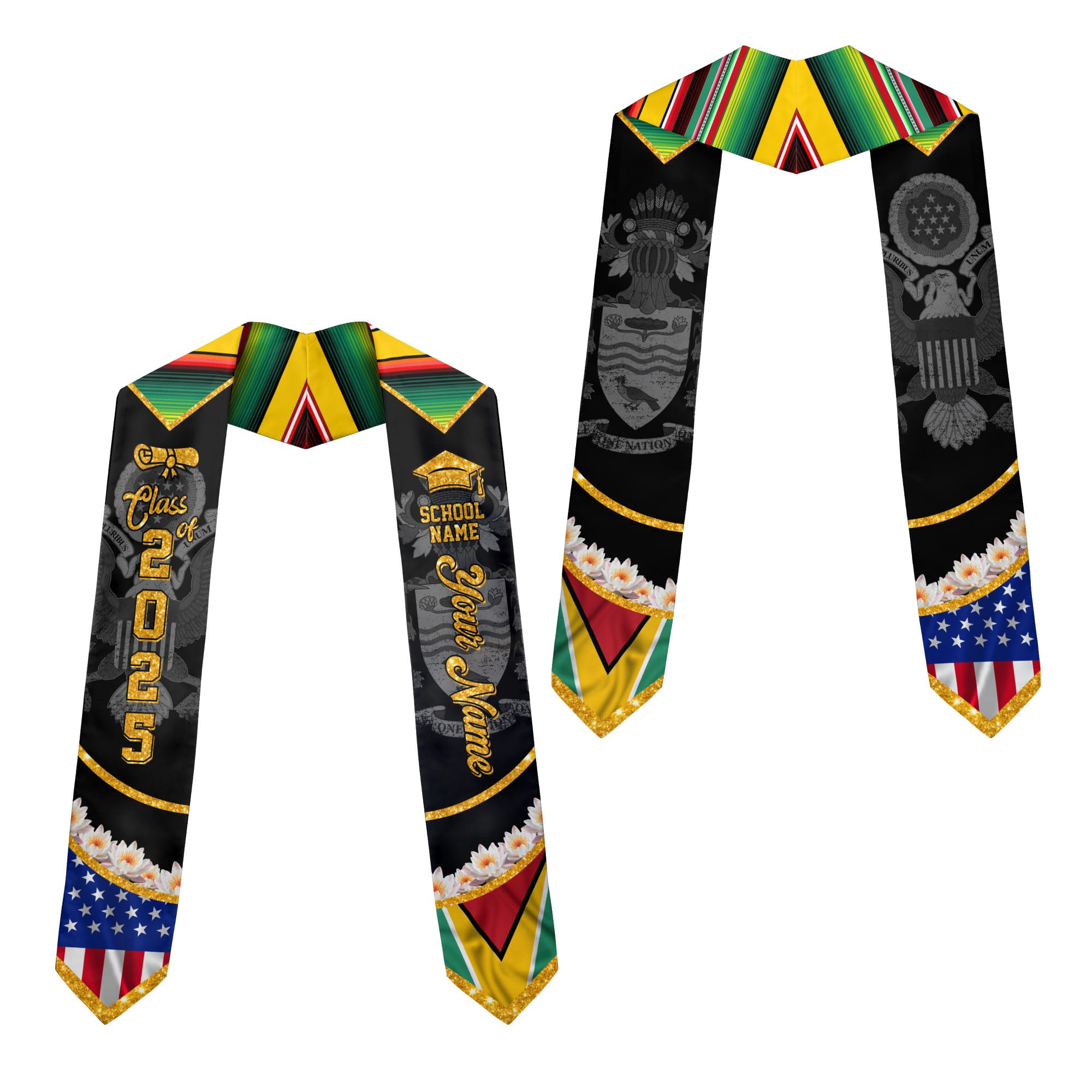 MonkeyVan Custom Guyana Graduation Sash Custom Flag Graduation Stole Guyana Flag Graduation Sash Guyana Stole Graduation 2025 Gya15
