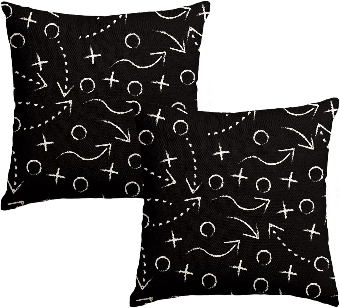 AVOIN colorlife Football Sports Tactics Chalk Blackboard Drawing Throw Pillow Covers, 18 x 18 Inch American Football Game Cushion Case for Sofa Living Room Couch Set of 2