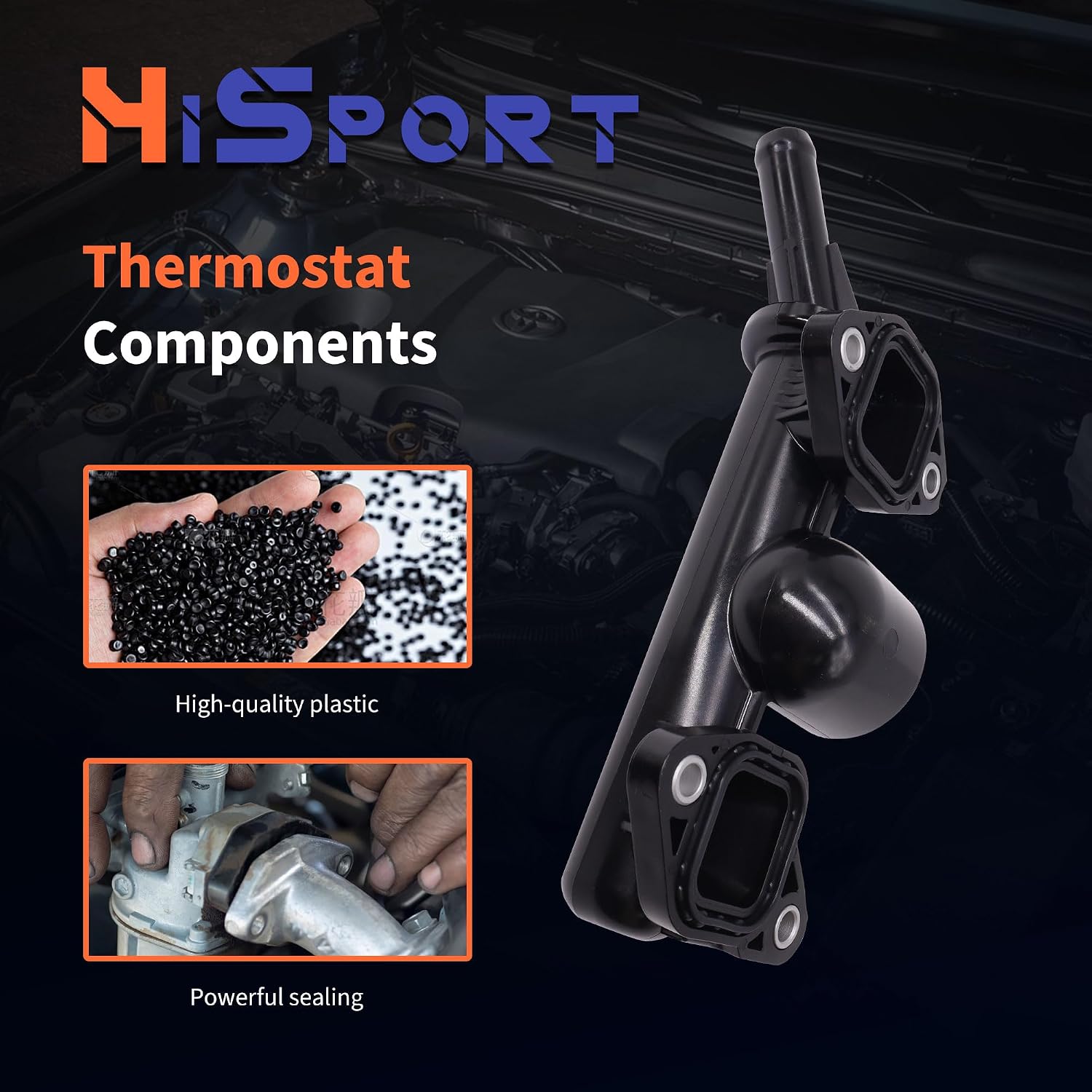HiSport Engine Coolant Outlet Flange DL3Z8C368A Compatible with Lincoln Ford Navigator 2015-2017, Expedition F-150 Transit 150 250 350 HD 2013-2025 3.5L Replace Coolant Thermostat Housing DL3Z-8C368-A