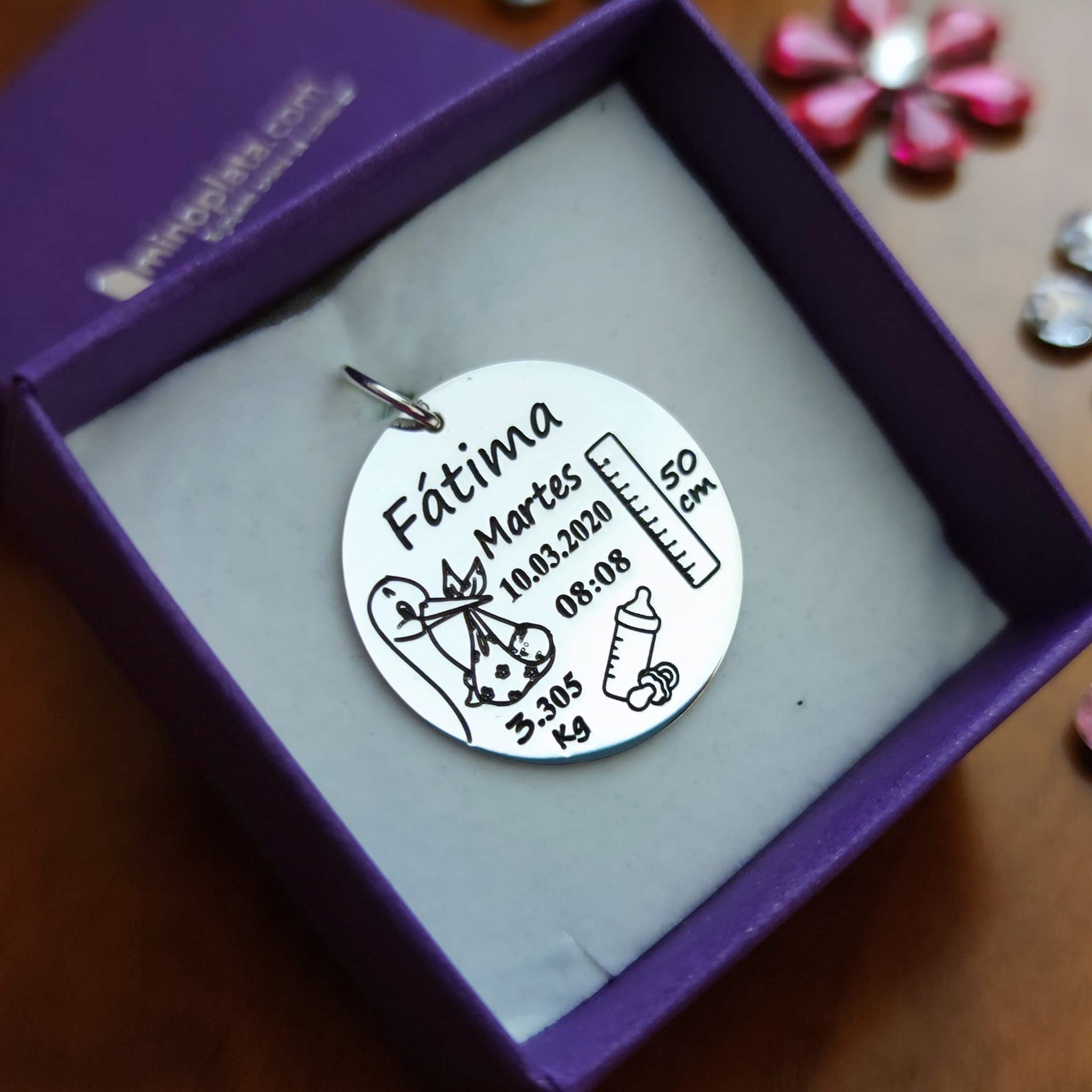 Colgante nacimiento de Plata de ley 925 personalizado