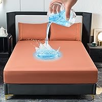 Vista 16 de Juego de sábanas bajeras impermeables – 3 piezas, cómodo protector de colchón transpirable sin ruido, bolsillo profundo, funda hipoalergénica