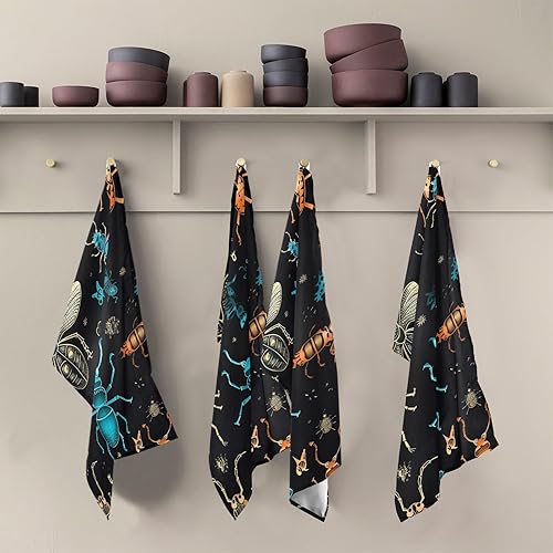 Miniatura 5 de ODAWA Beetles Kitchen Towles - Juego de 4 toallas suaves y superabsorbentes para secar platos, juego de 4