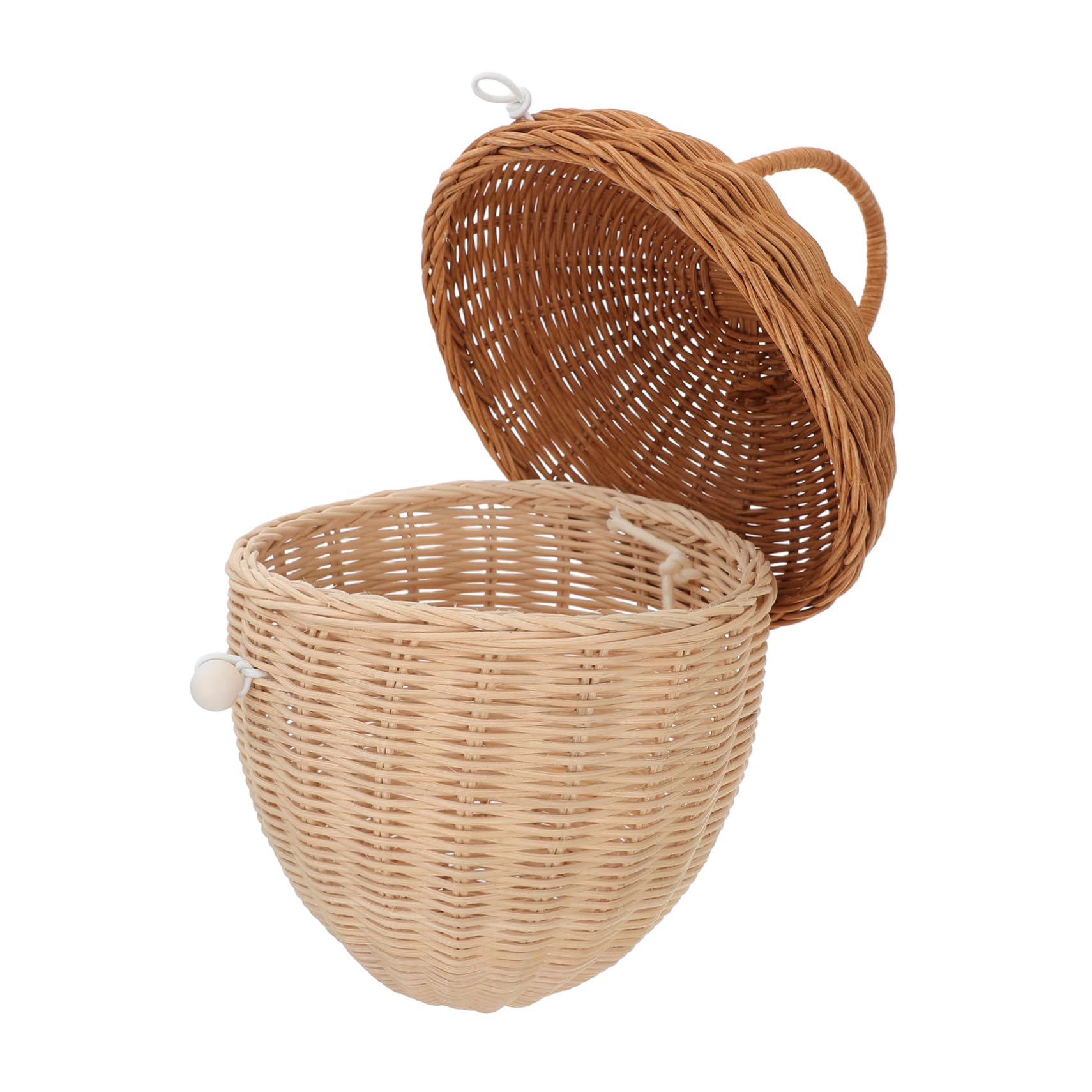 Panier de rangement en rotin fait main avec couvercle pour chambre d'enfant