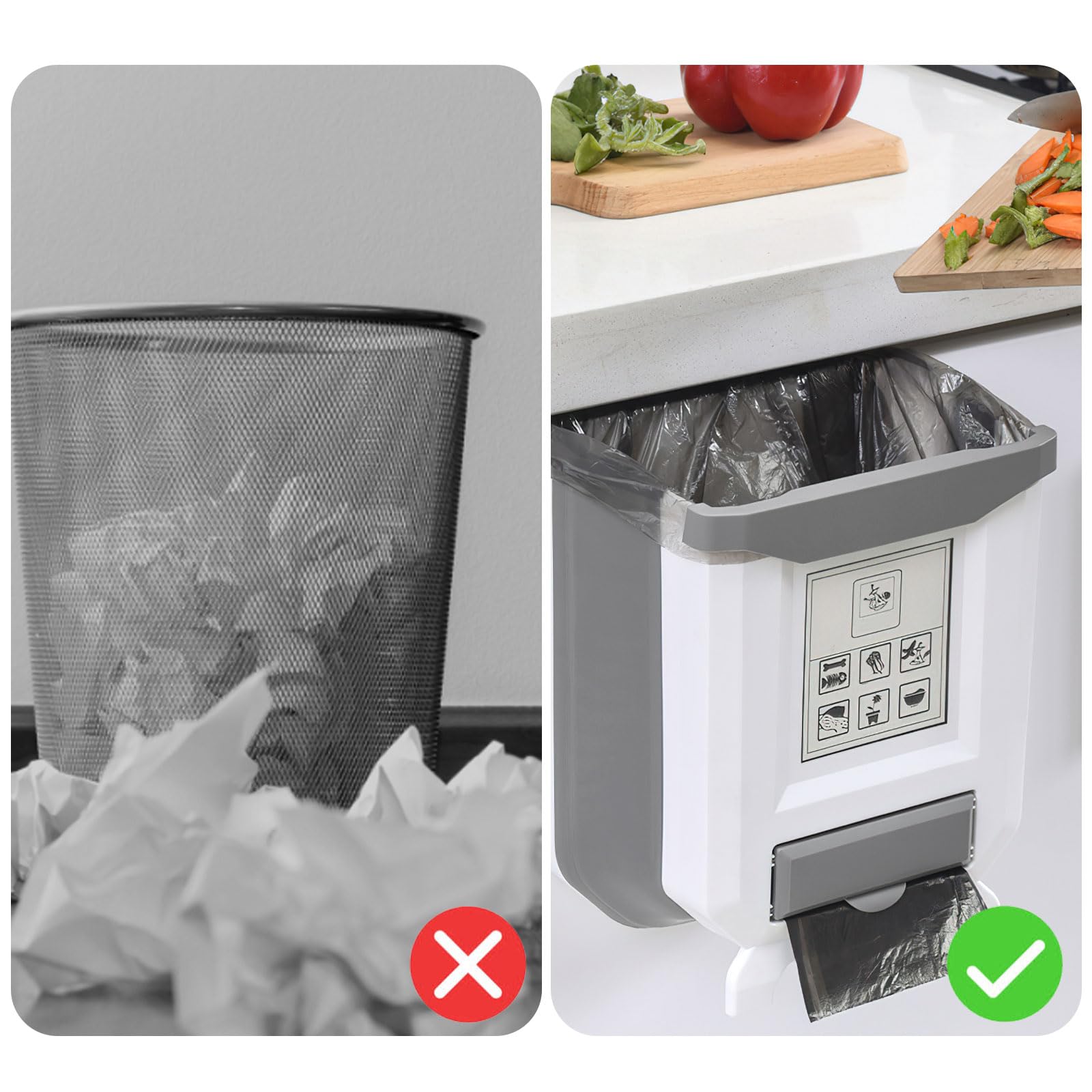 Vaschetta Di Raccolta Per Rifiuti Da Cucina, Da Appendere, 2 Pezzi, Per Porta Dell'armadio, Bidone Della Spazzatura Da Appendere, Per Casa, Cucina - Foto 12