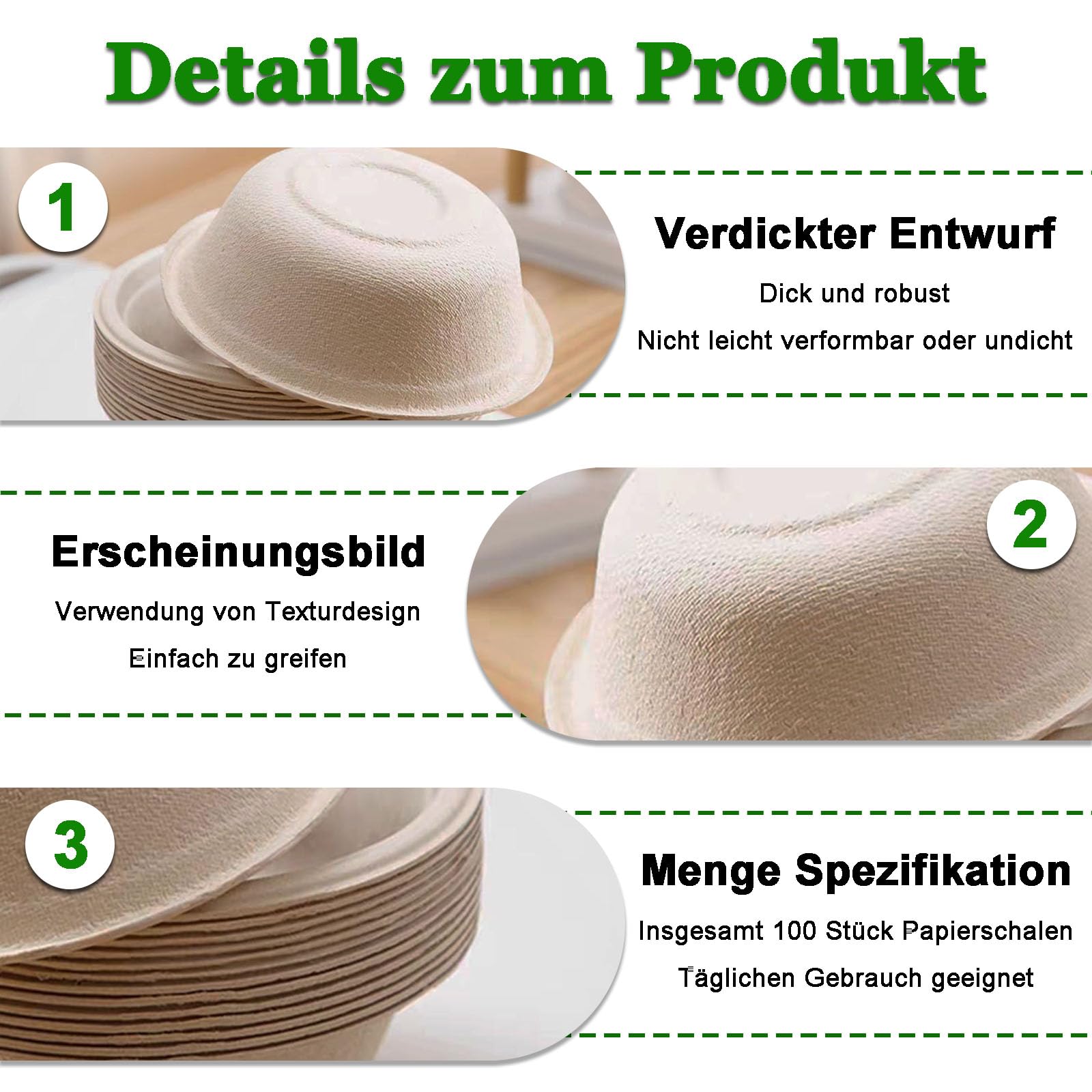 50 stuks wegwerp soepkommen, 350 ml, rond, milieuvriendelijke soepkom van suikerriet, composteerbaar, 100% biologisch afbreekbare soepkom voor feestjes, bruiloften, picknicks