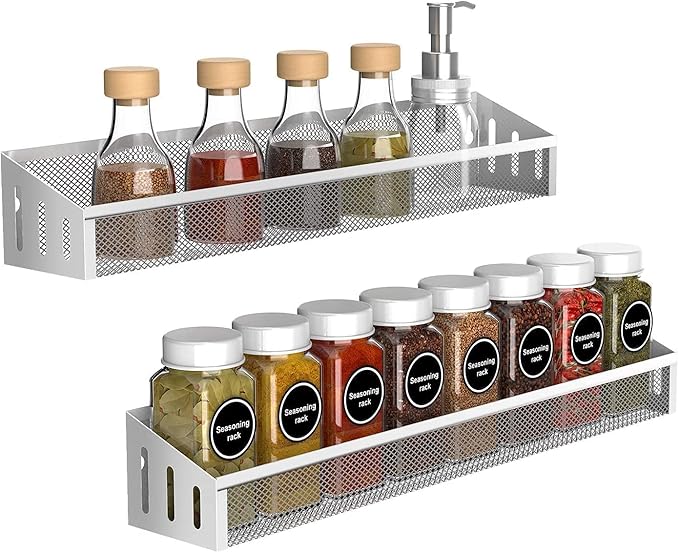 Fuleadture Spice Rack Wall Mounted 2 PCS Spice Racks Organiser, Spice