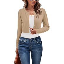 Newshows Cropped Cardigan Sweaters For Women 2026 Crew Neck Button Down Open Front Knit Bolero Shrugs