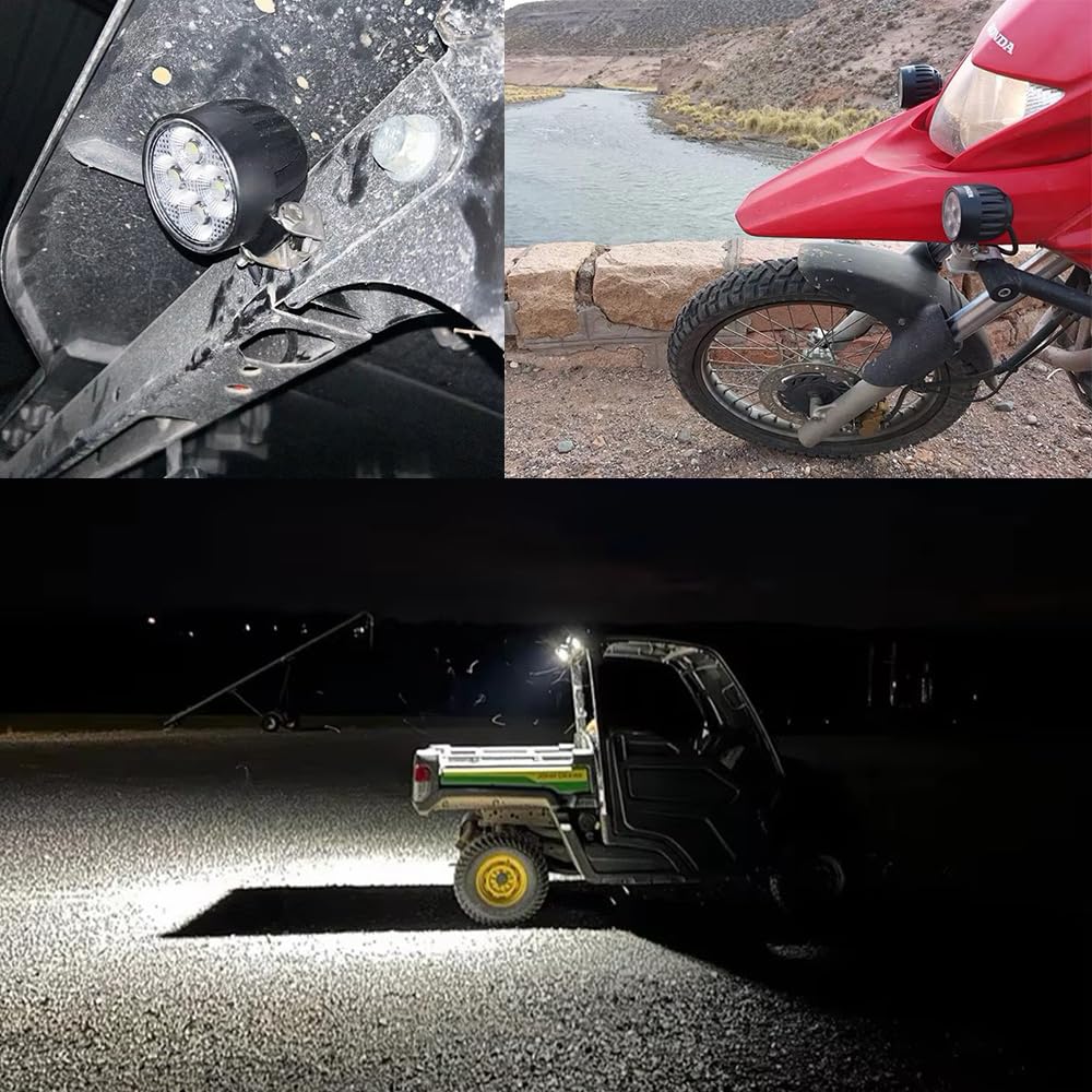 2PCS Feu Additionnel Moto LED 20W Phare de Travail LED Round 2.5 Inch pour Moto, Tracteur, Voiture, Auto, 4x4 12V/24V 1800lm Flood