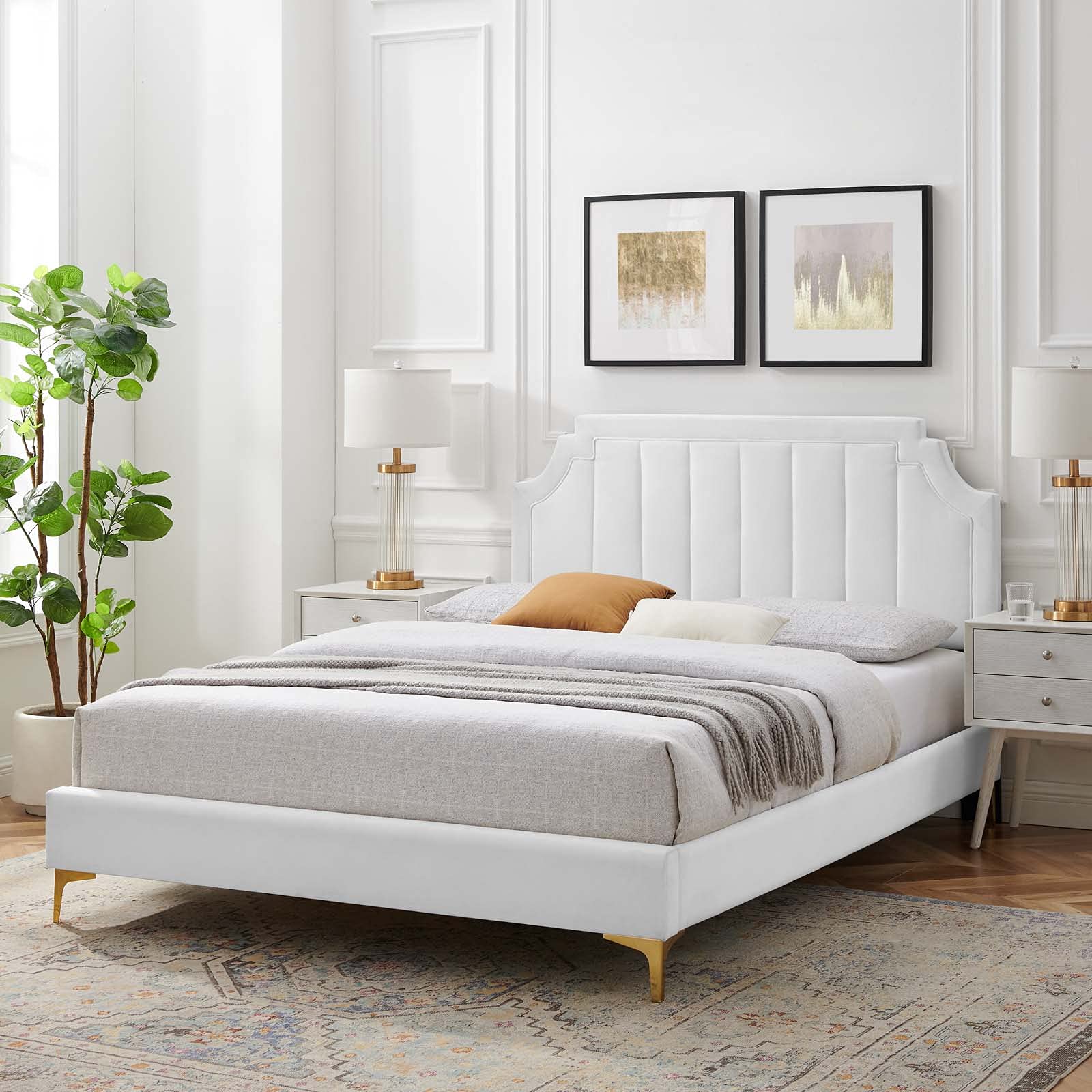 Amazon.com: Modway Sienna Performance Velvet Queen Platform Bed in