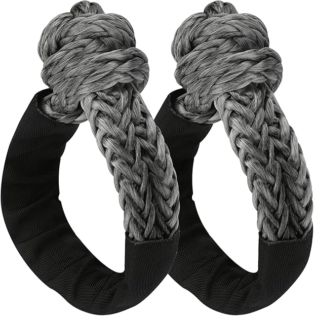 Soft Shackle, zootop 2pcs Soft Off-Road Shackle Rope, 3/5"× 22" (45000Ibs Breaking Strength) Soft Recovery Shackle with Protective Sleeve Soft Shackles for Sailing ATV SUV 4X4 Truck (Gray)