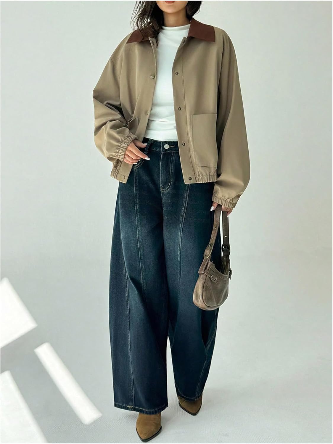 SweatyRocks Women's Fall Jackets Long Sleeve Collar Button Down Casual Outwear with Pockets - Image 5