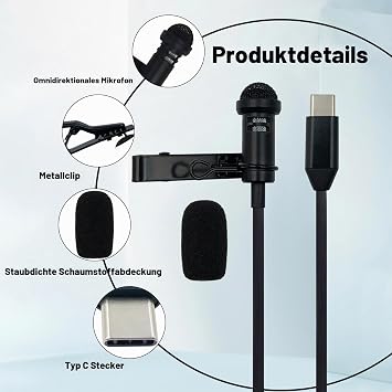 USB-C Mini Lavalier Microphone for iPhone 17/16/15