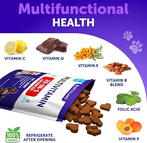 Miniatura 3 de Multivitamínico 20 en 1 para perros con glucosamina, vitaminas y suplementos masticables para perros, masticables multivitamínicos para adultos