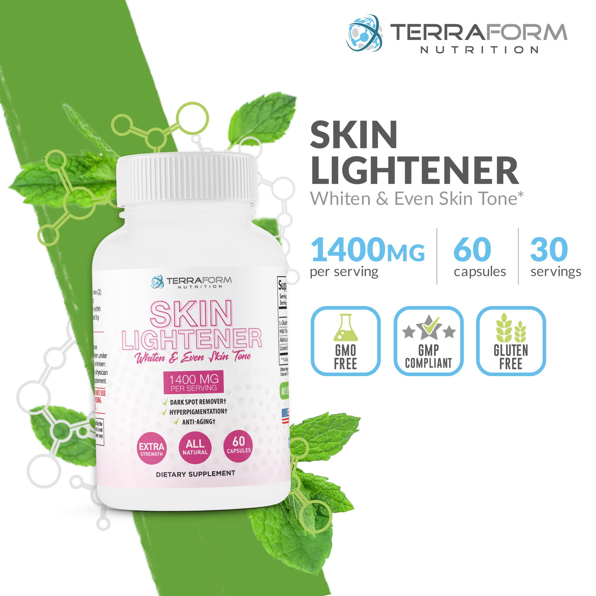 lh nutri glutathione Alpha Stick Multi Vitamin Collagen Skin Care 180 packet TerraForm Nutrition Skin Lightening Supplement,