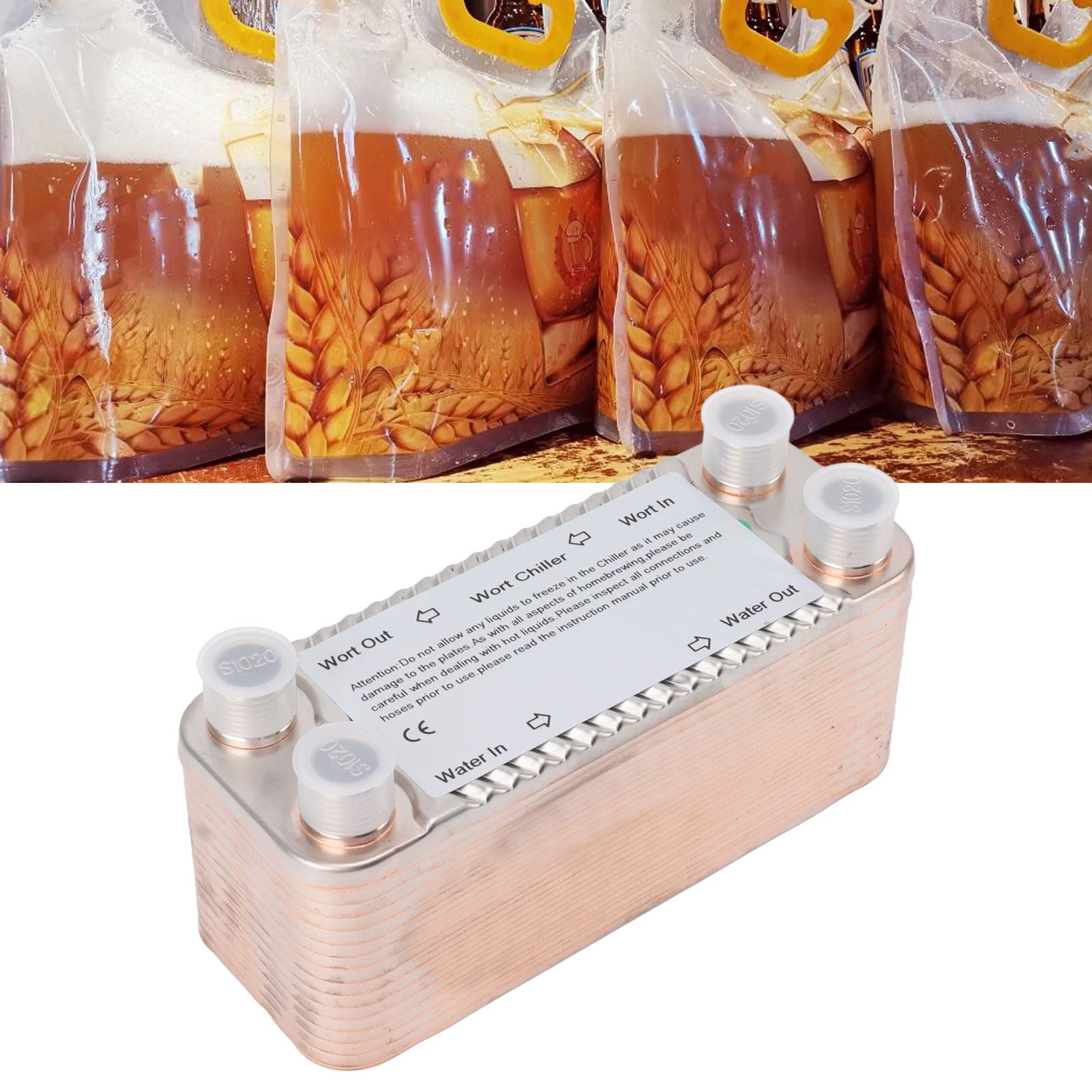 Intercambiador de calor de acero inoxidable, intercambiador de calor de 30 placas, contracorriente duradera, ultra eficiente, rosca NPT de 1/2 pulgada para fermentación comercial