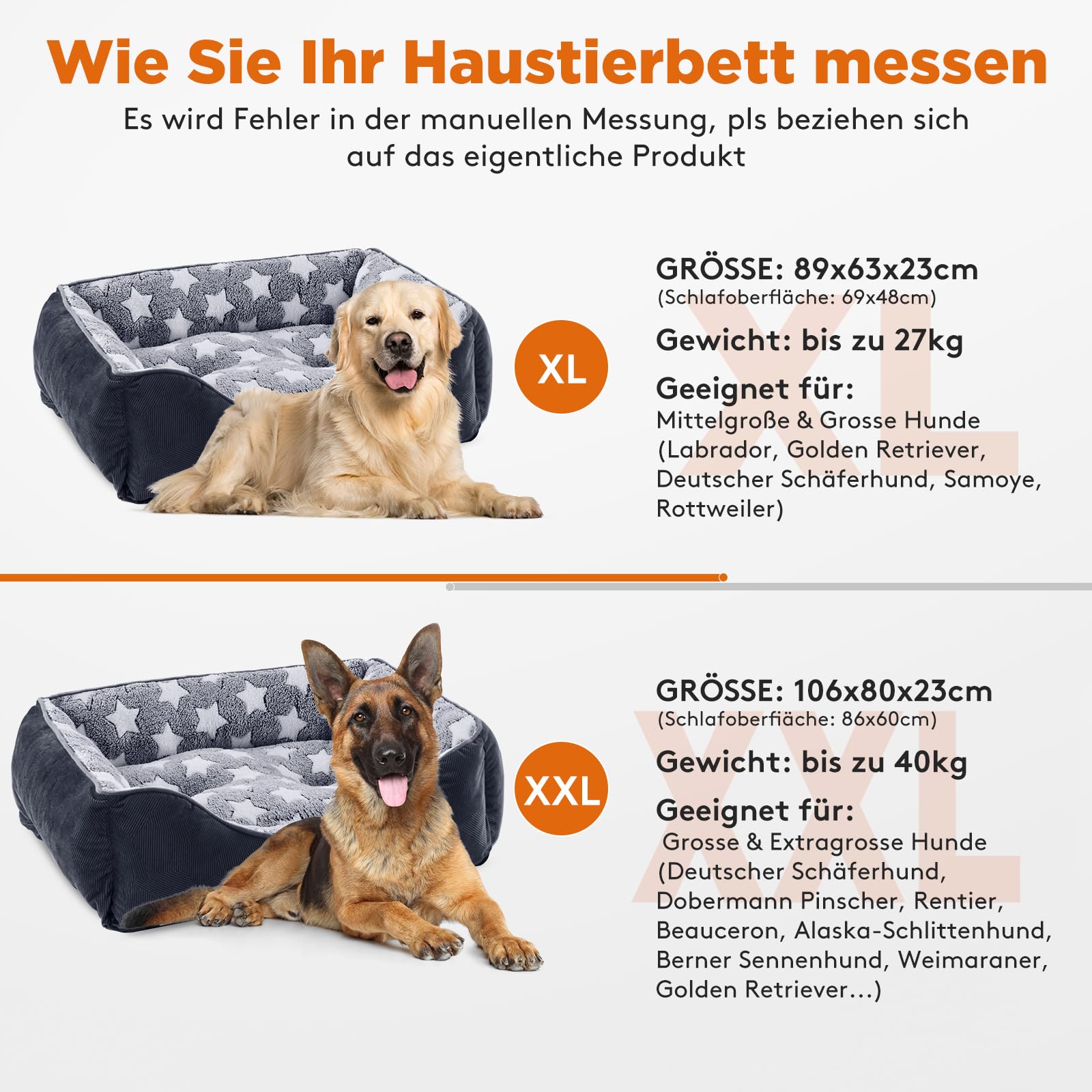 FURTIME Cuccia Cane Letto per Cani Cuscino per Cani Lavabile e Antiscivolo Lettino per Cani Morbido Divano per Cani Cuccia Cane Interno Taglia Grande Brandina per Cani Gatto XXL(106x80x23cm) Nero