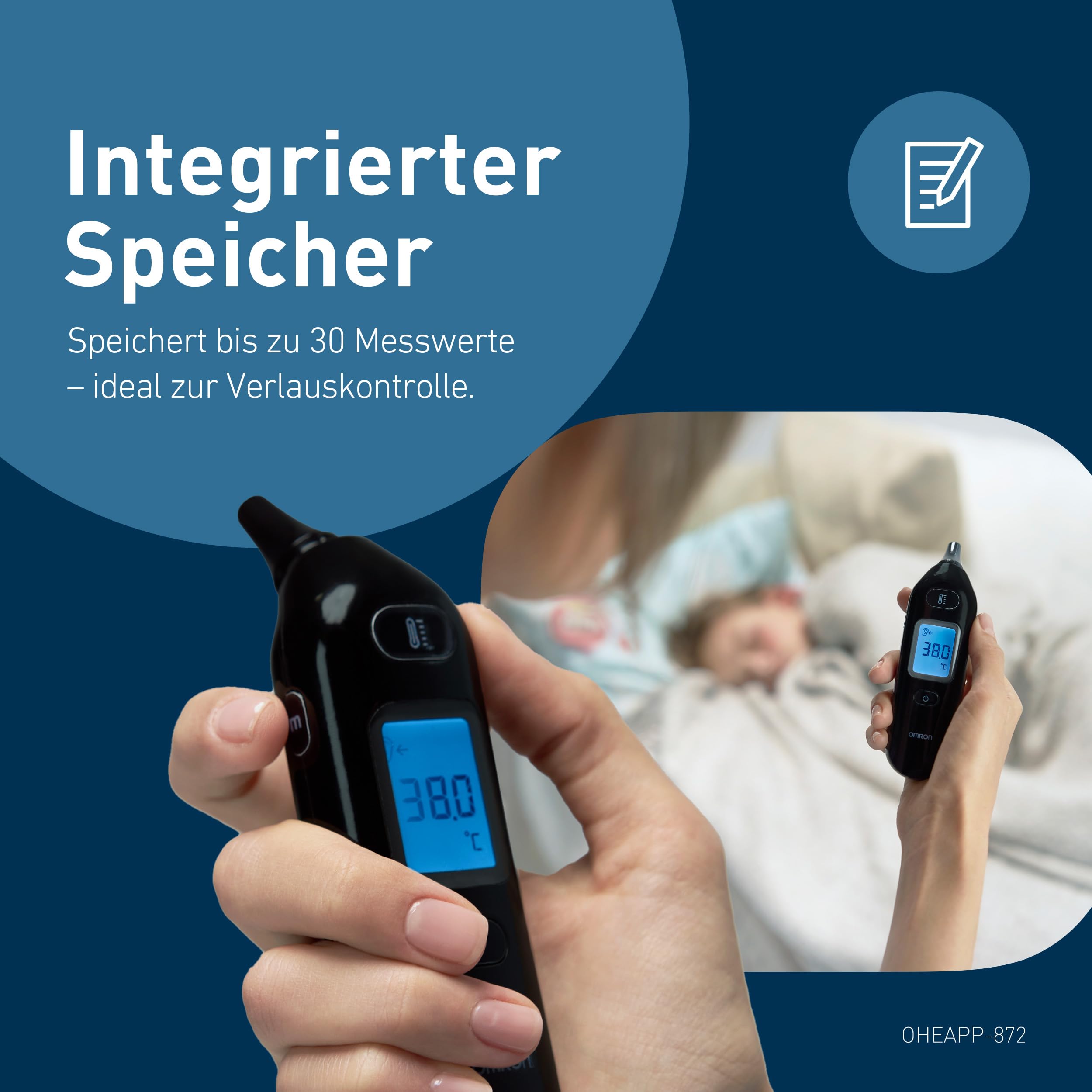OMRON Gentle Temp 533 Infrarot Fieberthermometer Ohr für Kinder, Babys und Erwachsene, kontaktloses Digitalthermometer für schnelle, genaue Messungen ohne Berührung, Sonde ohne Schutzhülle, schwarz