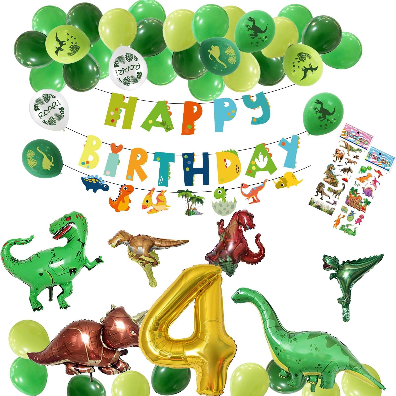 Amazon | 4歳 誕生日 バルーン 男の子 恐竜 誕生日 バルーン 風船 