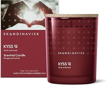 Skandinavisk KYSS Kiss Scented Candle, Special Edition, Scent Notes Blackberries and Rose, Sugar Candy and Cloves, Vegan Formula, 7.0 oz.