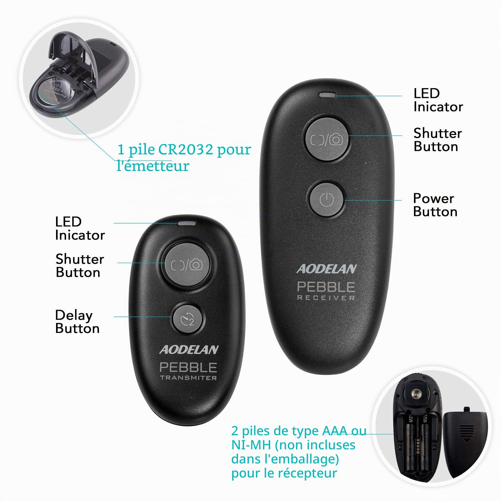 AODELAN Déclencheur sans fil pour appareil photo Sony Alpha a7 A7R A7RIII A77II A6000 A3000 A6300 A500 A200 A5100 A9 A560 A700 A850 HX300 RX100 V(A) RX100 VI. , Remplacer RM-LG. 1AM et RM-SPR1