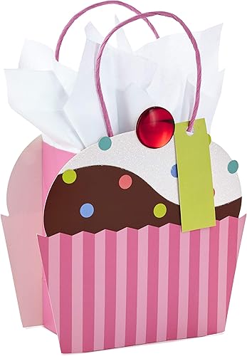 Hallmark Bolsa de regalo pequeña de 5 pulgadas con papel de seda (cupcake) para cumpleaños, día de la madre, baby showers, despedidas de soltera o
