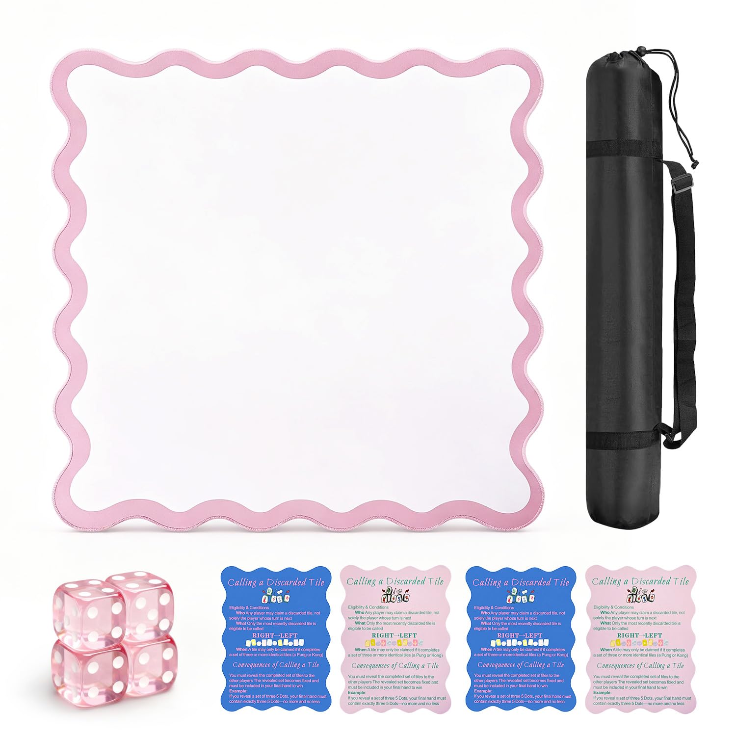 Photo 1 of 22 in Mini Mahjong Mat for Travel, Portable Mahjong Mat with Bag,Pink