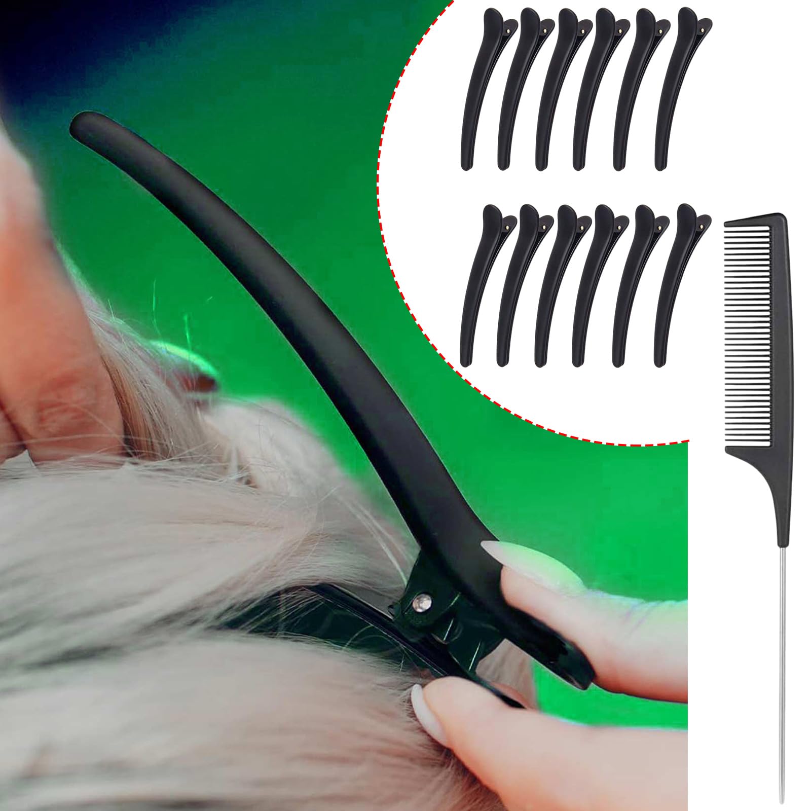Generic Hair Clips & Comb - Pack of 13, Black, Plastic, Medium, Unisex, Adults, Girls and Women, Hair Accessory, Salon Styling & Care - Image 4