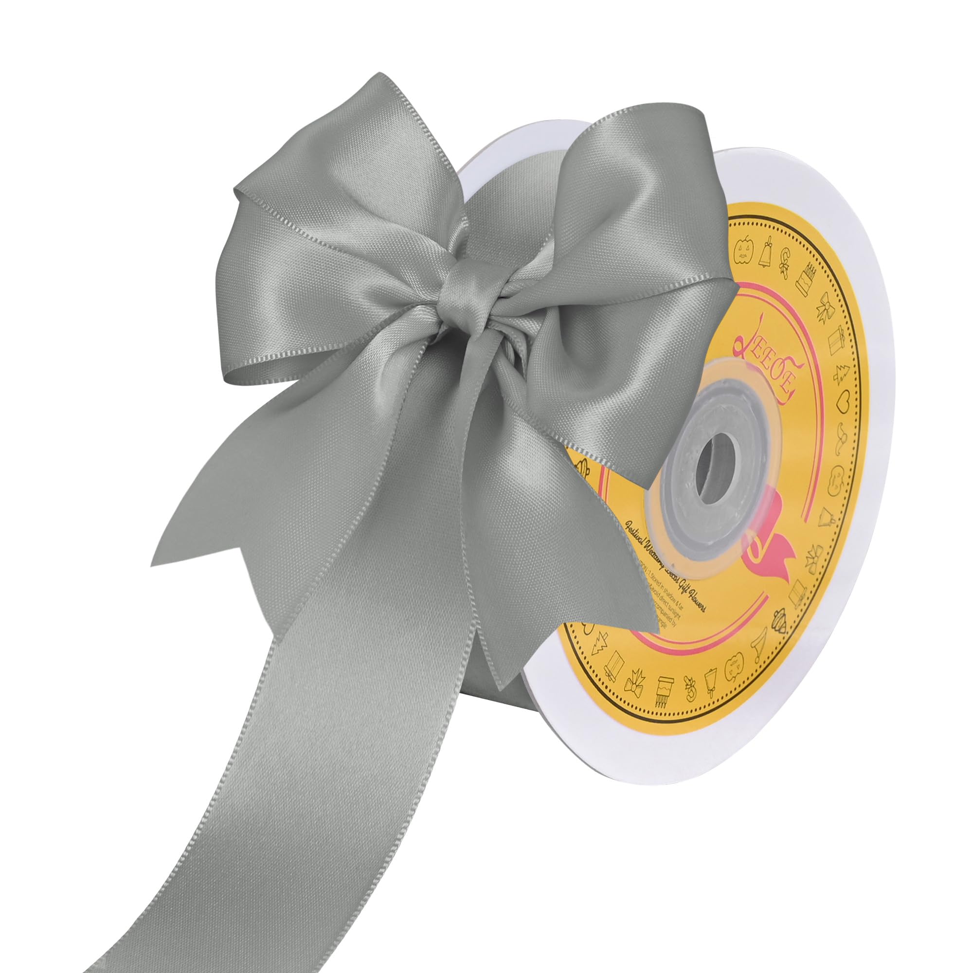 Silver Satin Ribbon1-1/2 Inch X 25 Yards Silver Ribbon for Gift Package Wrapping Wreath Baby Shower and Other Projects