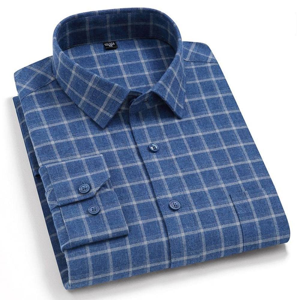 IIK Camicia in Cotone A Maniche Lunghe da Uomo,Camicia Casual A Maniche Lunghe da Uomo, Camicie di Flanella di Cotone A Quadri da Uomo Camicie di Cotone A Quadri A Maniche Lunghe con Tasca sul Petto
