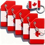 5 +1 Packs Silicone Luggage Tags for Suitcases Canadian Flag Luggage Tags with Name Cards & Stainless Steel Loop Suitcase Tags Bright Color Personalized Tags Identifiers for Woman