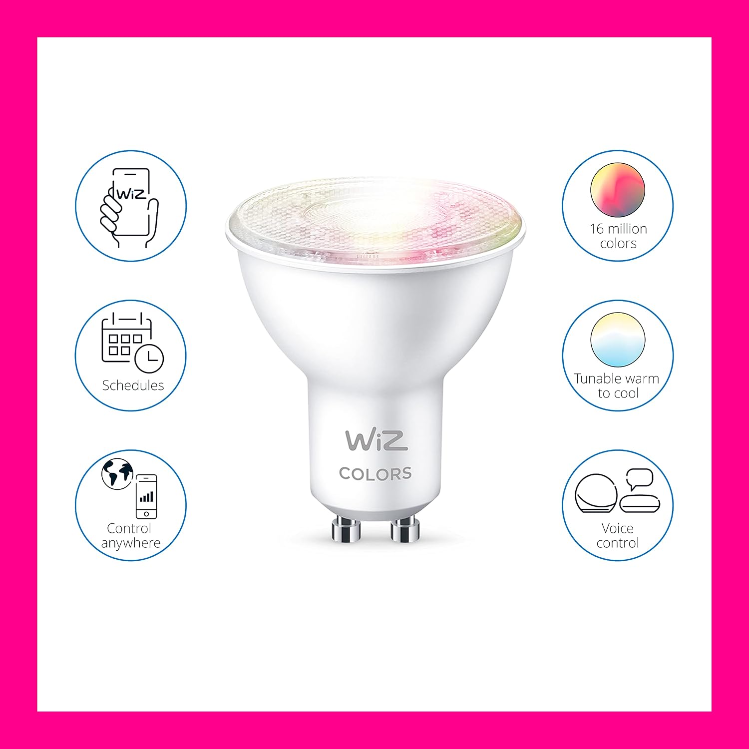 WiZ Smart Bulb, Colour GU10 Spot, Smart Dimming LED, Connected WiFi Works with Alexa, Google Assistant & HomeKit - Image 5