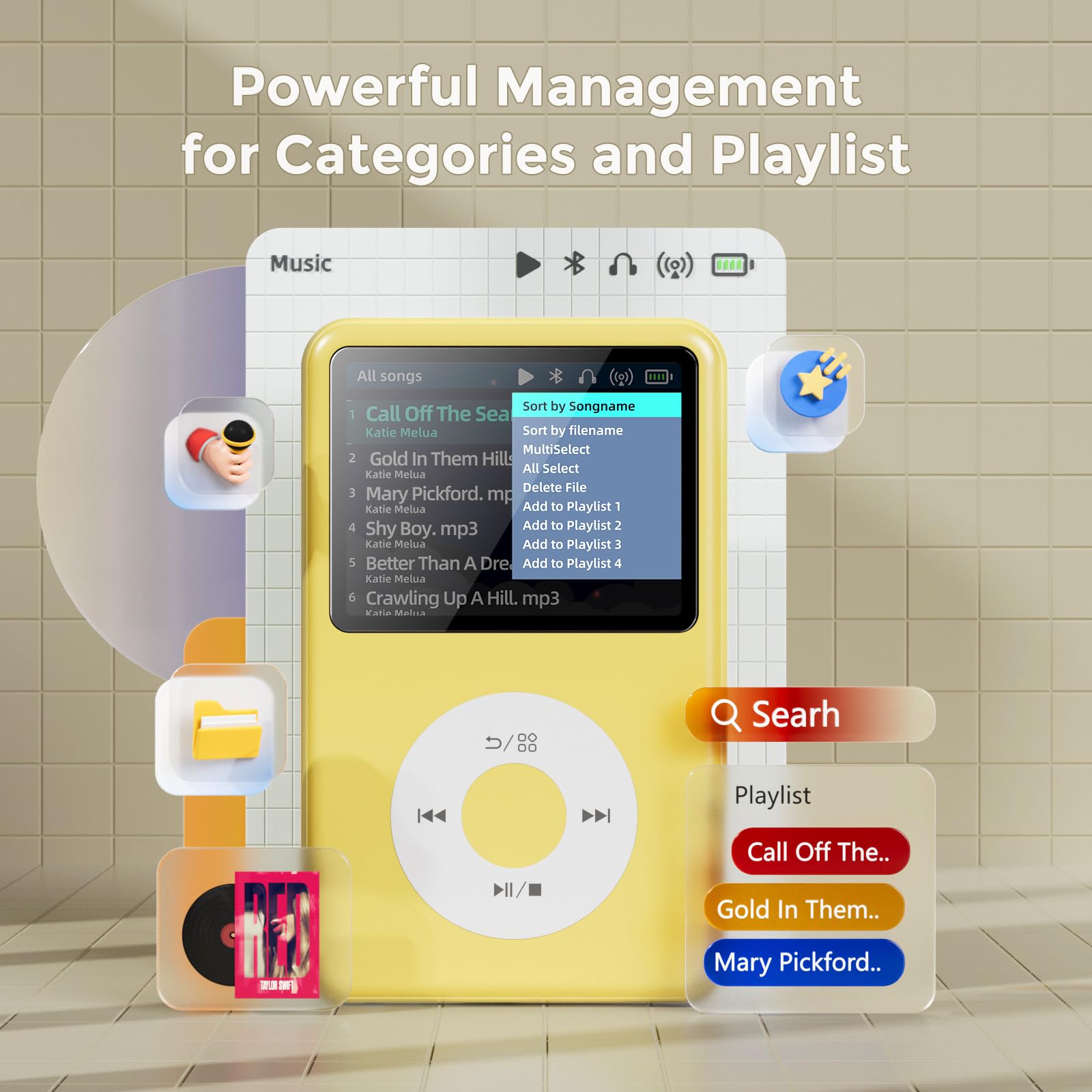 Amazon.com: 64Gb Mp3 Player with Bluetooth Y1 Portable Music