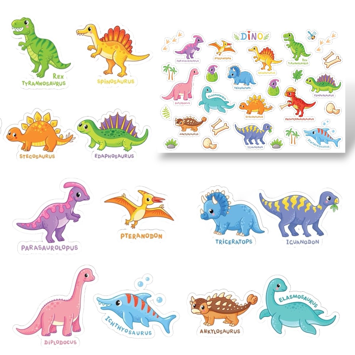 24 Stuks Dinosaurus Gezicht Swap Stickers, Party Cadeaus Kids Boy Face Stickers