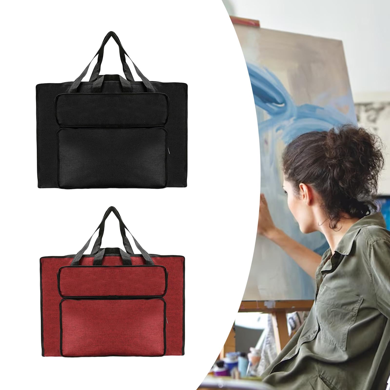 Bolsa de transporte pequeña para tablero de dibujo, bolsa de almacenamiento para artistas, dibujos, pósteres, bocetos, pinturas, etc, gris claro