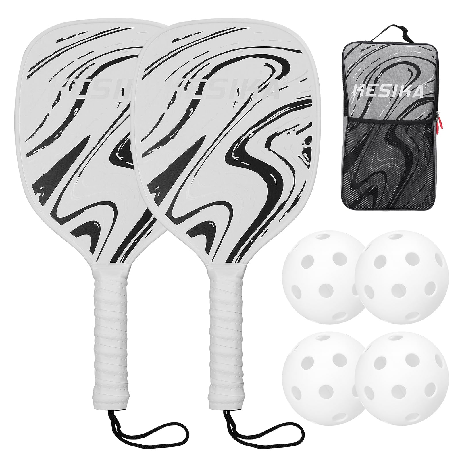 Fuvan Sports Accessory Pickleball Paddle Set of 2 Rackets and 4 Balls with Storage Bag