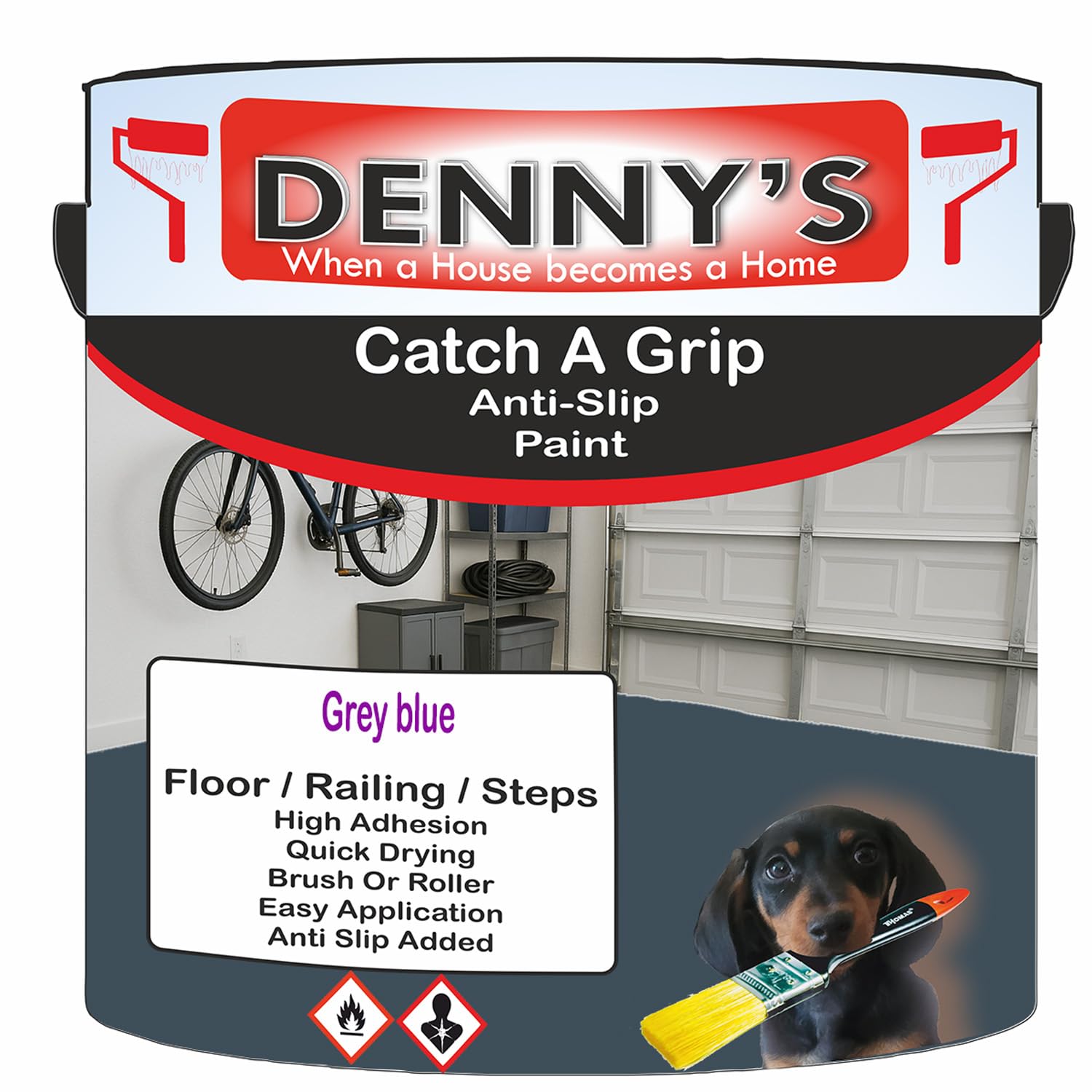 SCOOBYS PAINTS BACK IN THE MIX Catch A Grip Anti Slip Floor Paint – Non Slip Coating for Steps, Railings & Garages – 170 Colours, High Adhesion, Quick Dry, Multiple Sizes (Grey blue, 2.5 Litre Tin)