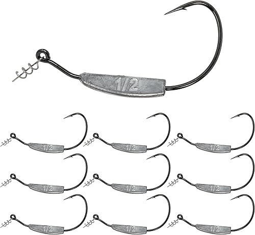 Reaction Tackle Ganchos de pesca con peso para pesca de lubina, anzuelos de pesca sin malas hierbas con bloqueo giratorio para pesca de agua dulce y