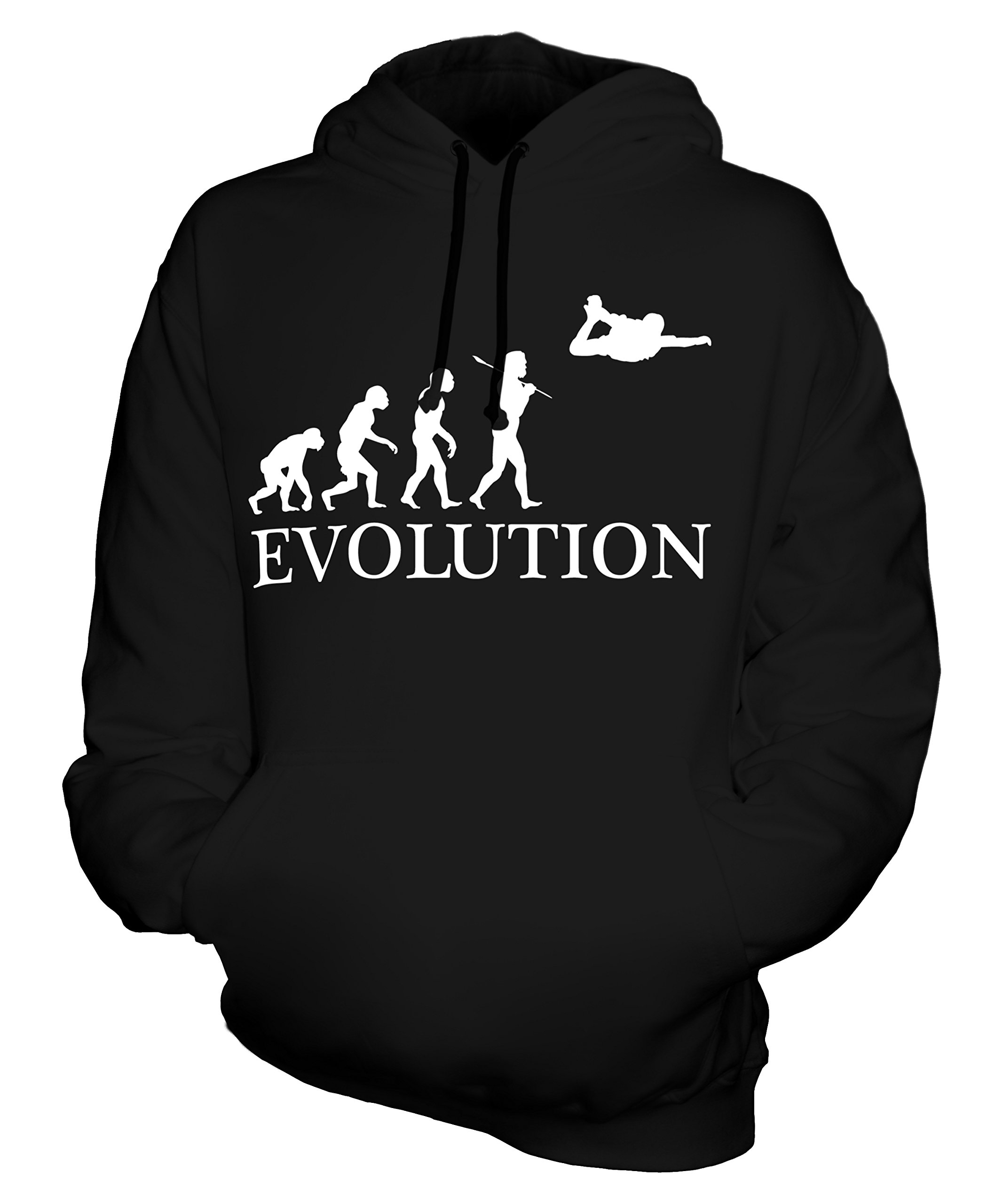 Candymix Paracaidismo Evolution of Man - Sudadera Capucha Unisex - Hombre/Mujer/Mujer - algodón, Regaliz Negro, 80% algodón 20% poliéster, Hombre, XXXXX-Grande