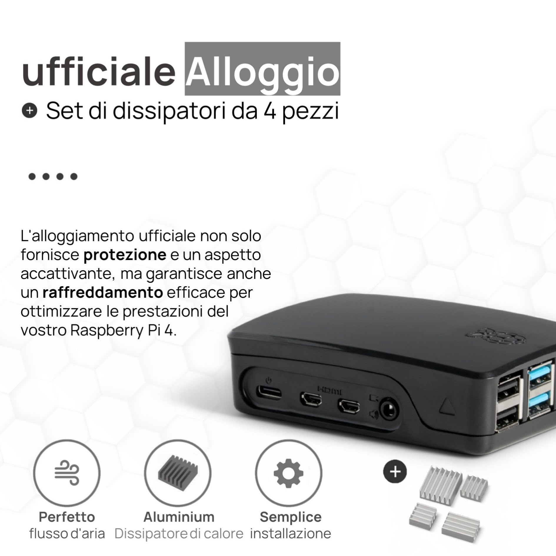 db-tronic Raspberry Pi 4 4 GB Starter Kit | Edizione nera da 64 GB | Alimentatore da 15 W | Alloggiamento | Cavo Micro HDMI 4K | Dissipatori | ideale per Home Assistant e la smart home