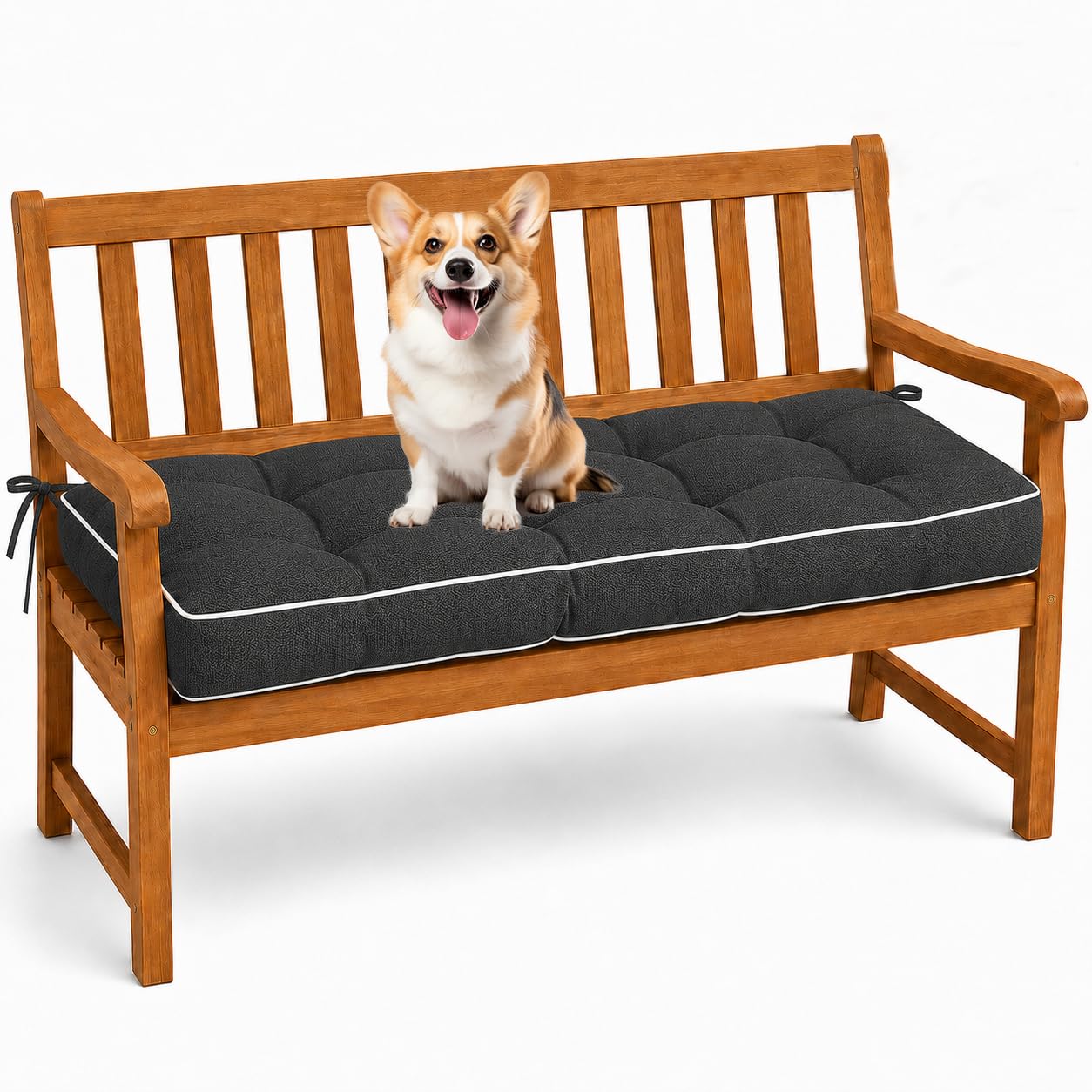 AZMAHT Garden Cushions: A1500 Water Resistant Garden Furniture Cushions, Thick Outdoor Bench Cushion for 2 3 Seater Metal Wooden Bench, Replacement Outdoor Sofa Cushions,Dark Gray,140x88x8cm