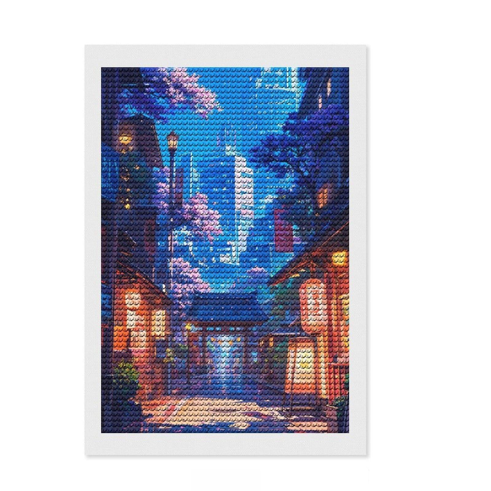Junmoney Tokyo Spring Diamond Painting Canvas Set 8"x12", with Tool Kit, Complete Accessories, Modern Decor, Birthday Gift