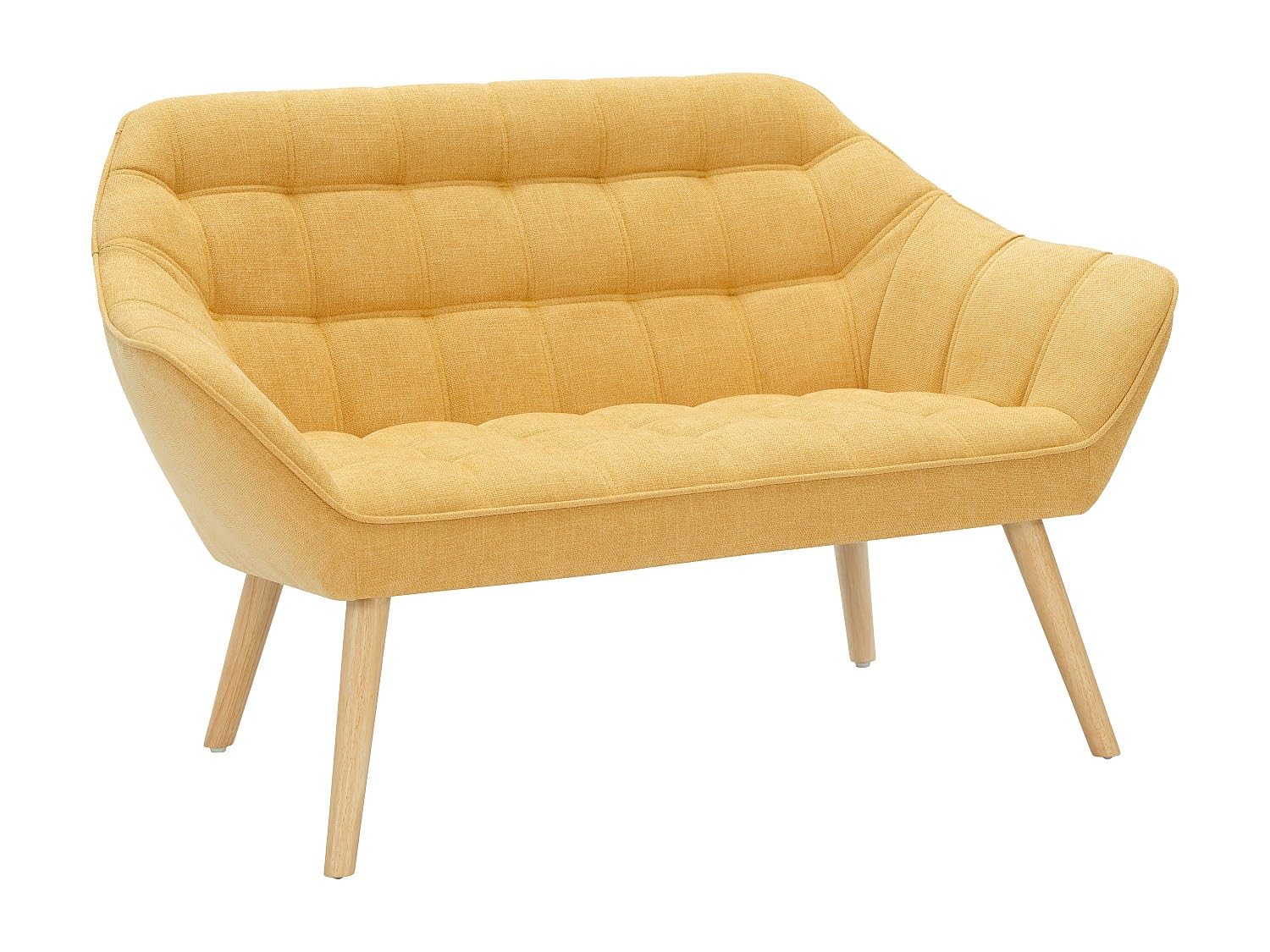 Vente-unique - Canapé 2 Places en Tissu Jaune Moutarde Caserta